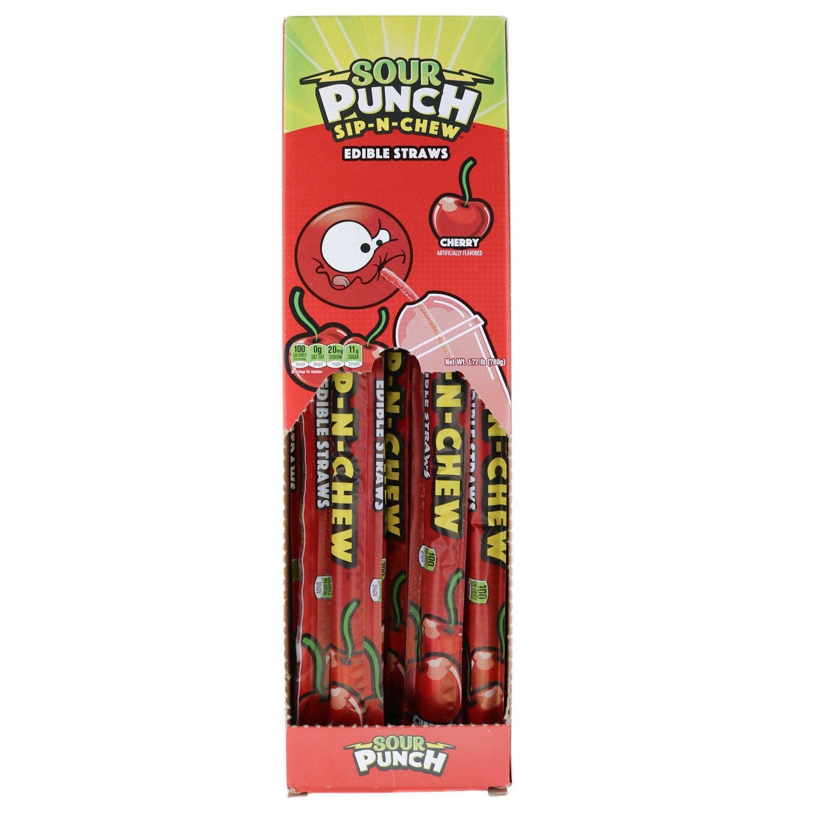SOUR PUNCH SipNChew Straws, Cherry, .9oz (30 count)