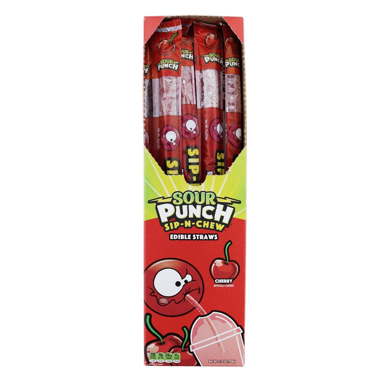 SOUR PUNCH Sip-N-Chew Straws, Cherry, .9oz (30 count)