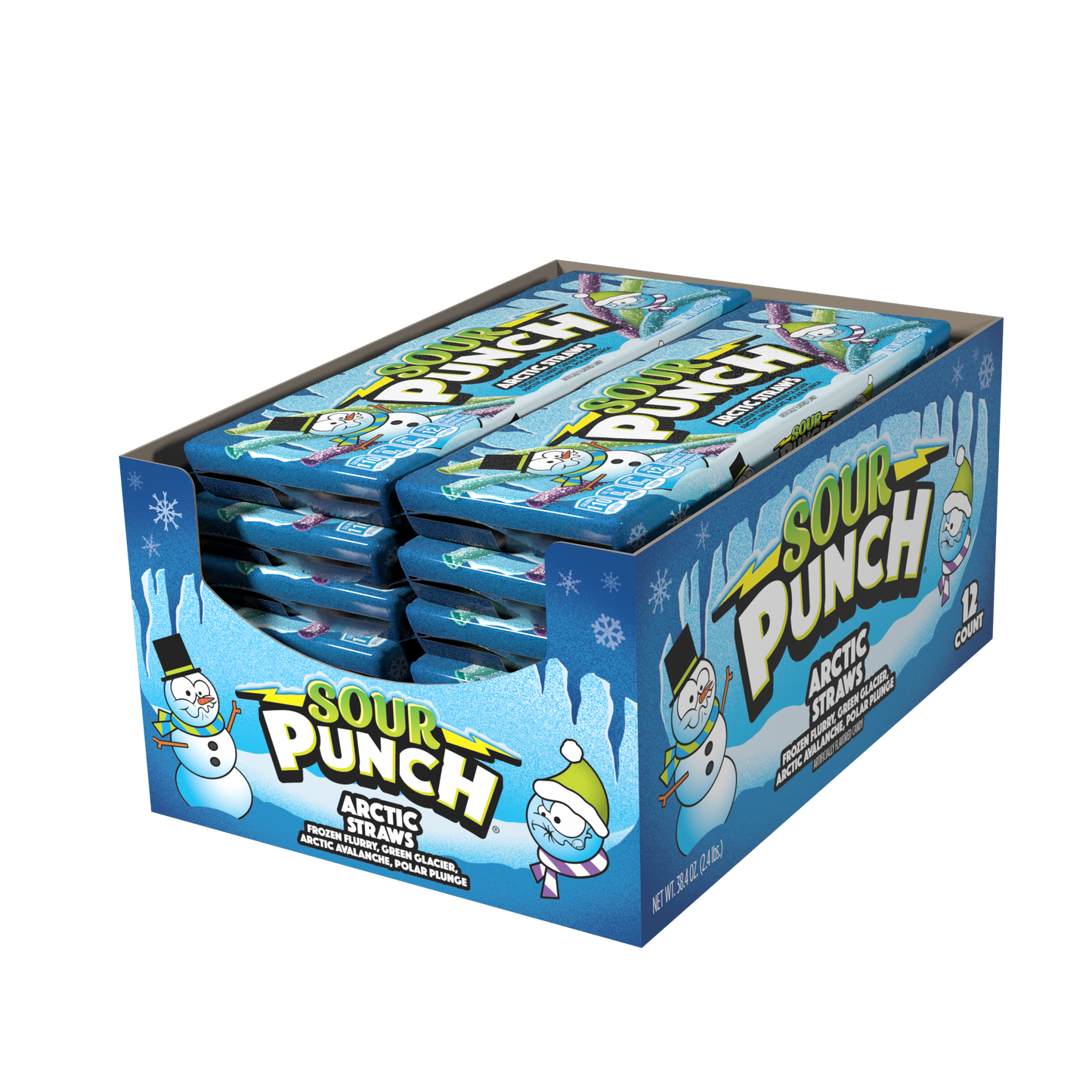 SOUR PUNCH Arctic Straws Holiday Candy - 12 pack of festive candy trays