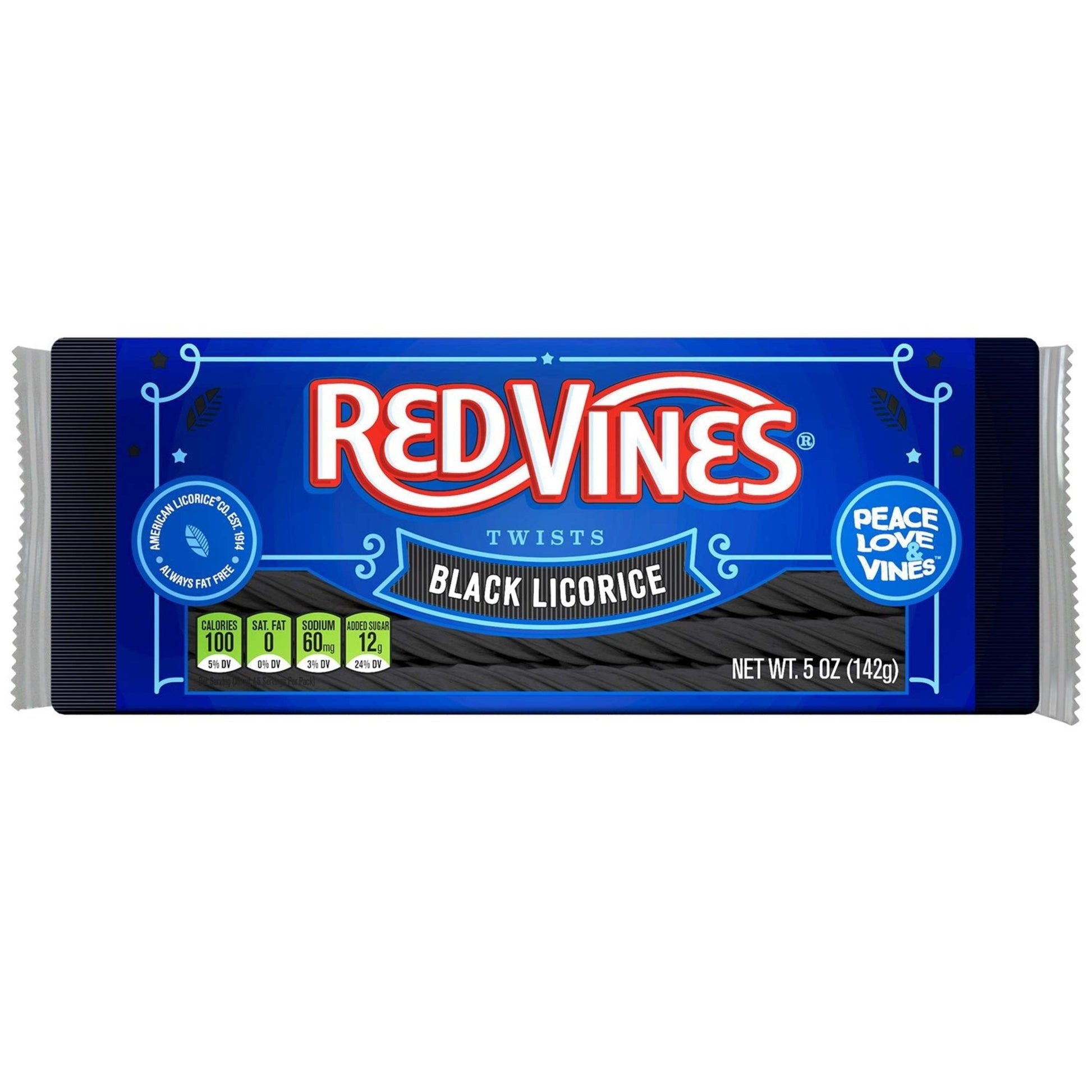 Front of RED VINES Black Licorice Twists 5oz Tray