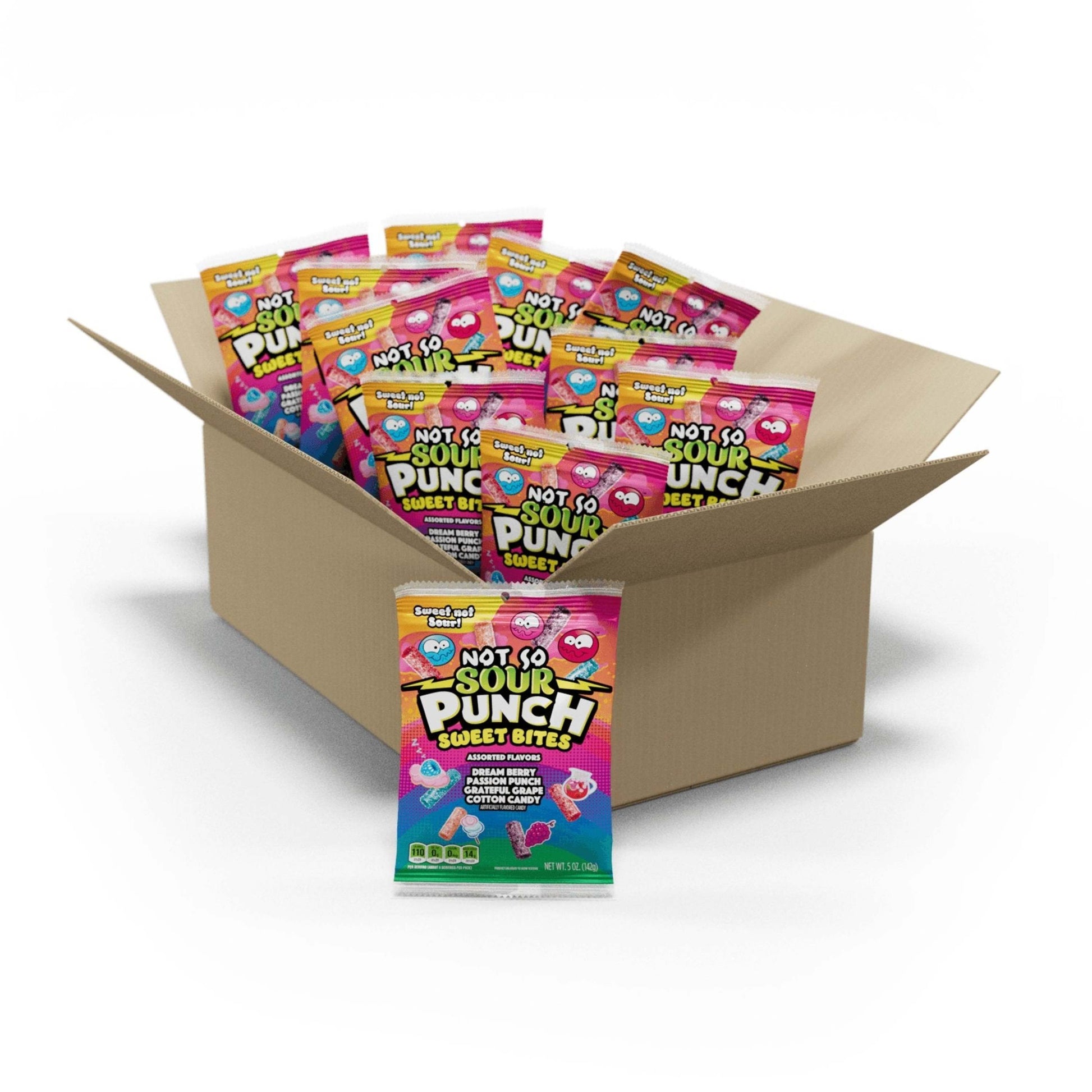 12 count box of Sour Punch Sweet (not sour) Bites Assorted Candy 5oz bags