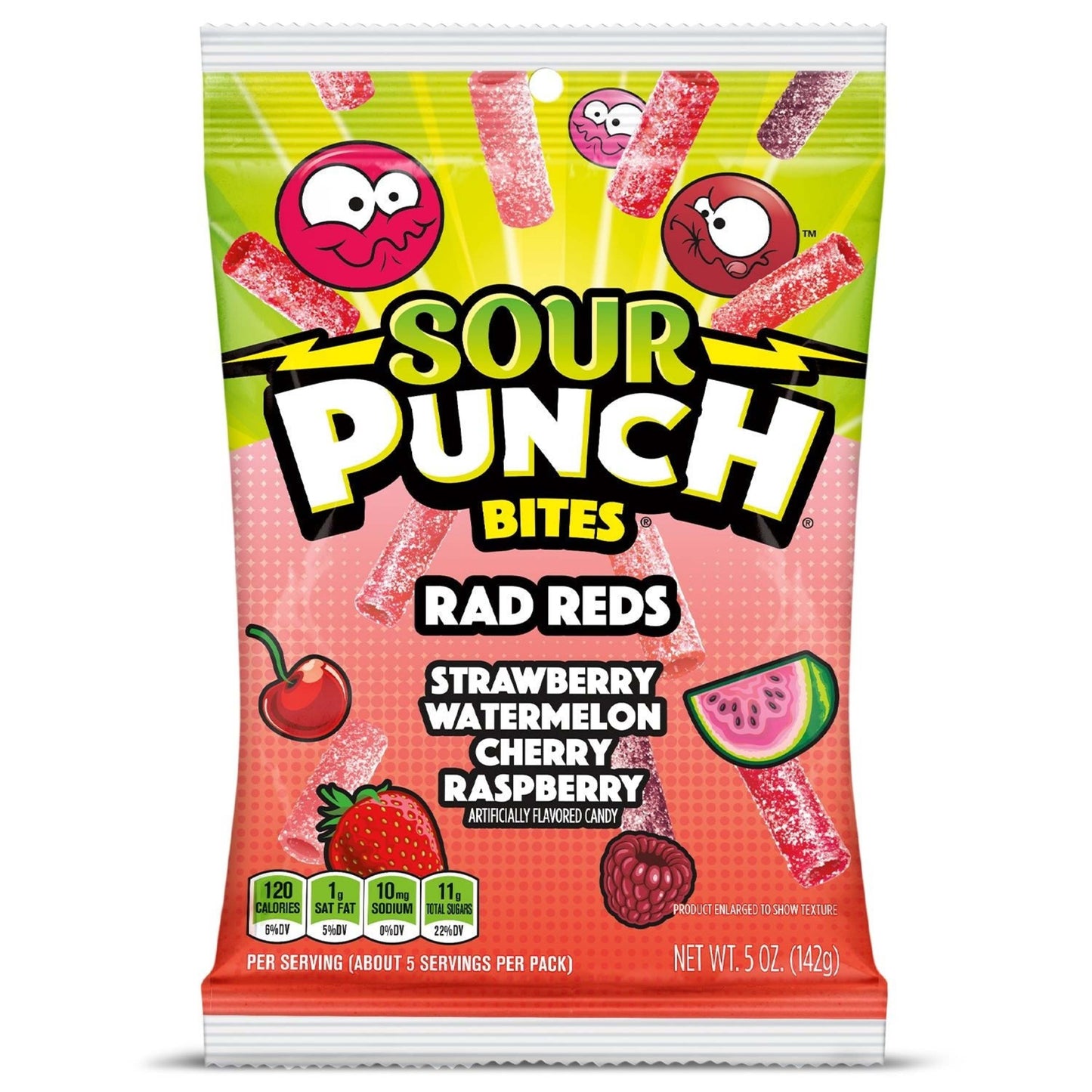 Sour Punch Rad Reds Front of Package - Sour Punch Red Candy - Red Sour Punch Bites