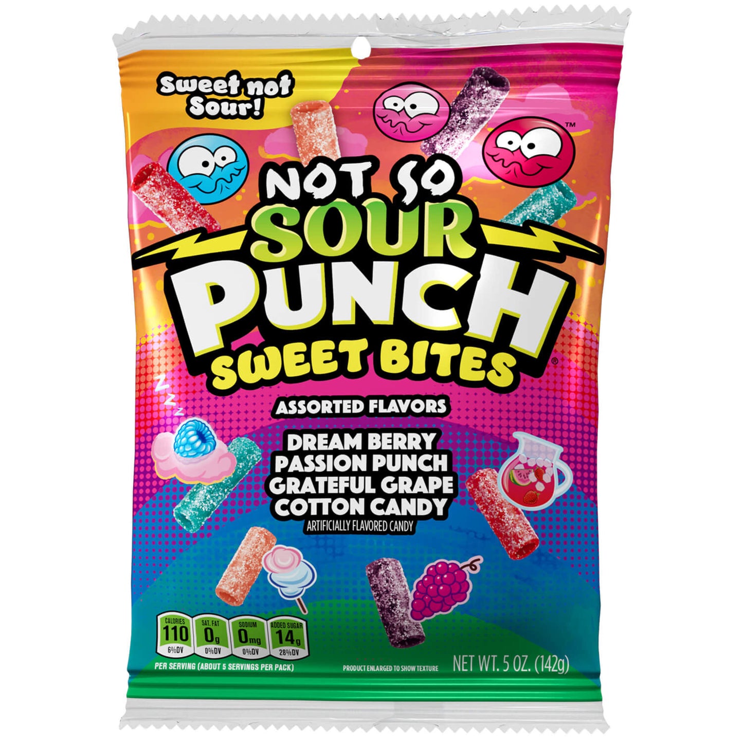 Front of Sour Punch Sweet (not sour) Bites Assorted Candy 5oz bag