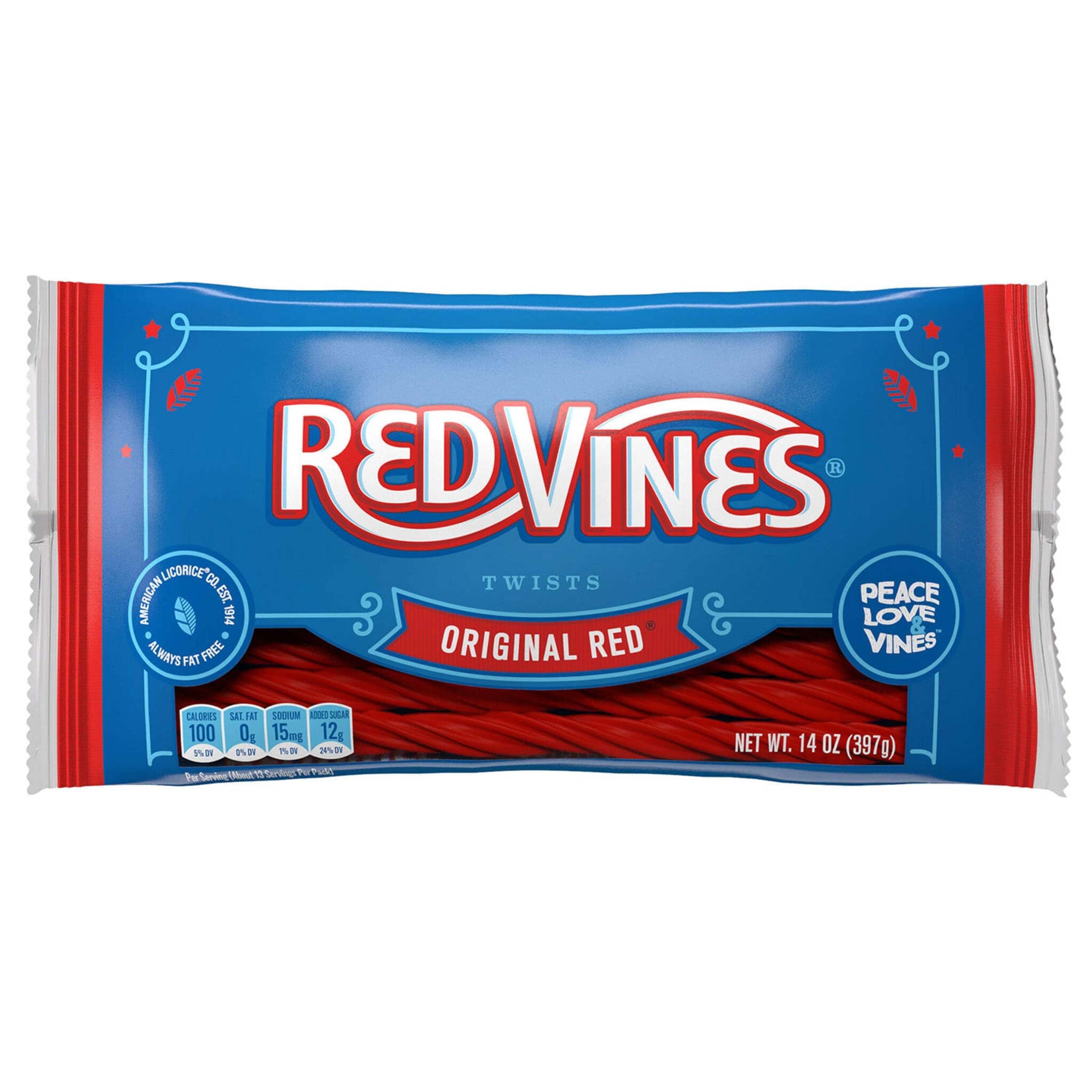 RED VINES Original Red licorice twists - front of 14oz bag